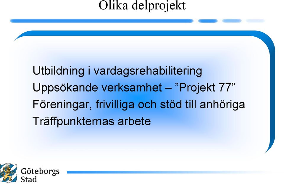 verksamhet Projekt 77 Föreningar,