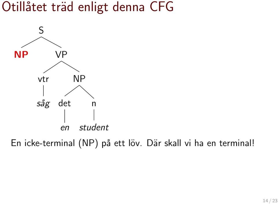 icke-termial () på ett