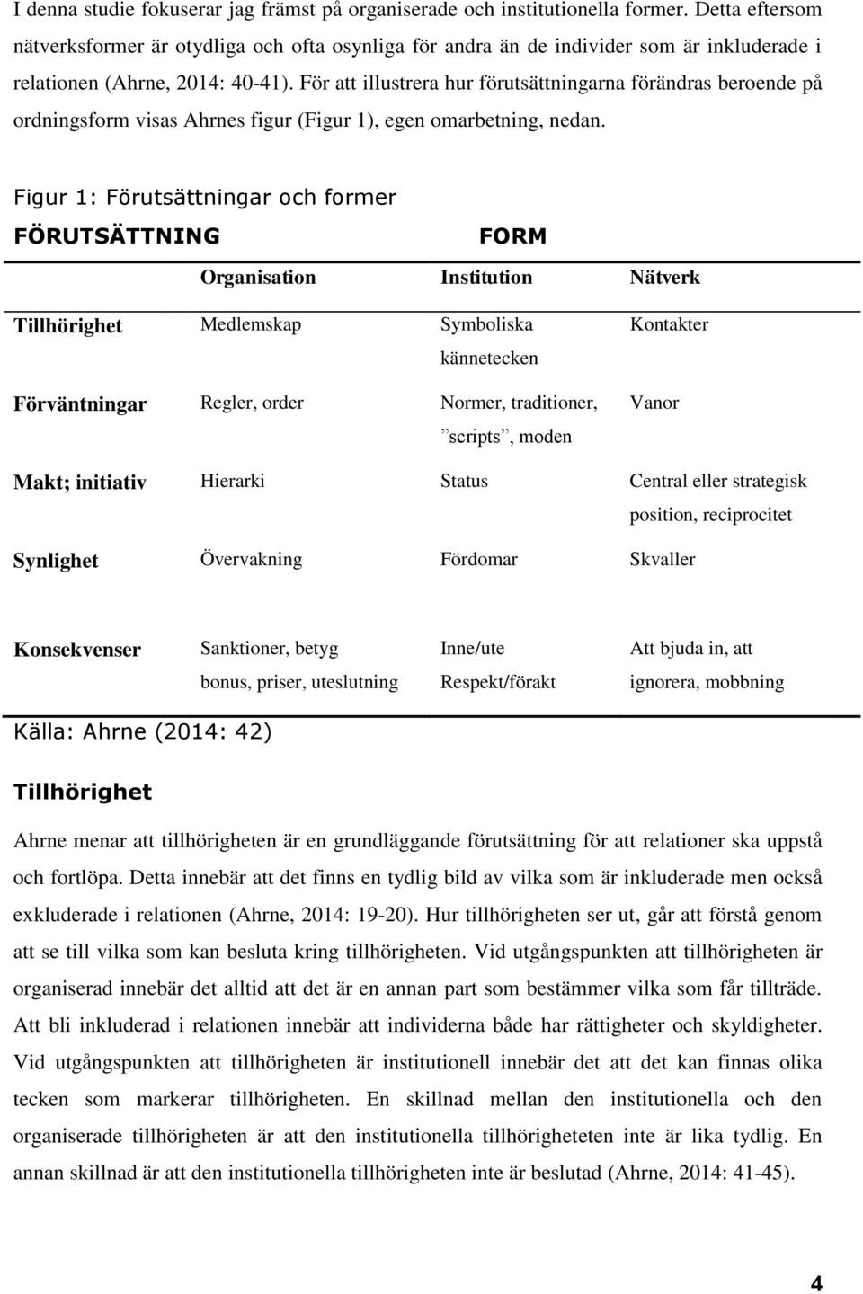 För att illustrera hur förutsättningarna förändras beroende på ordningsform visas Ahrnes figur (Figur 1), egen omarbetning, nedan.