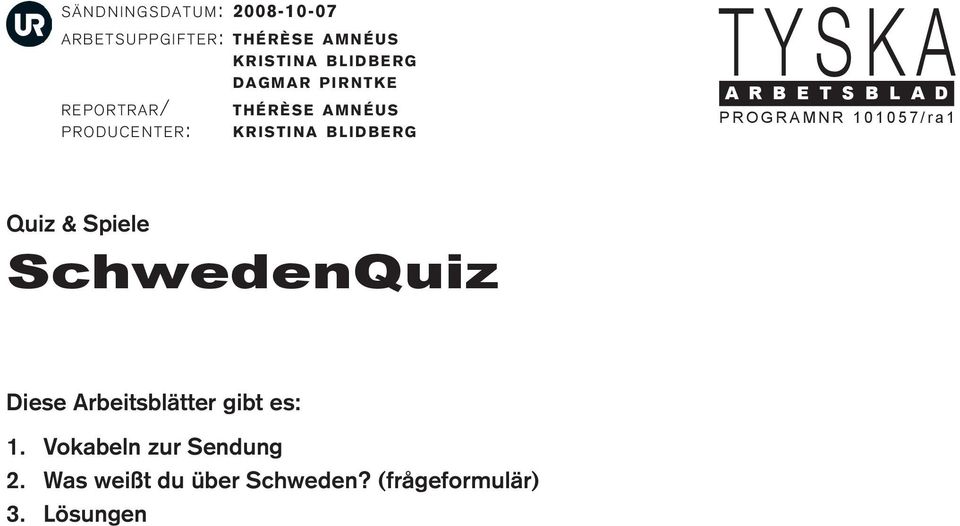 Vokabeln zur Sendung 2.