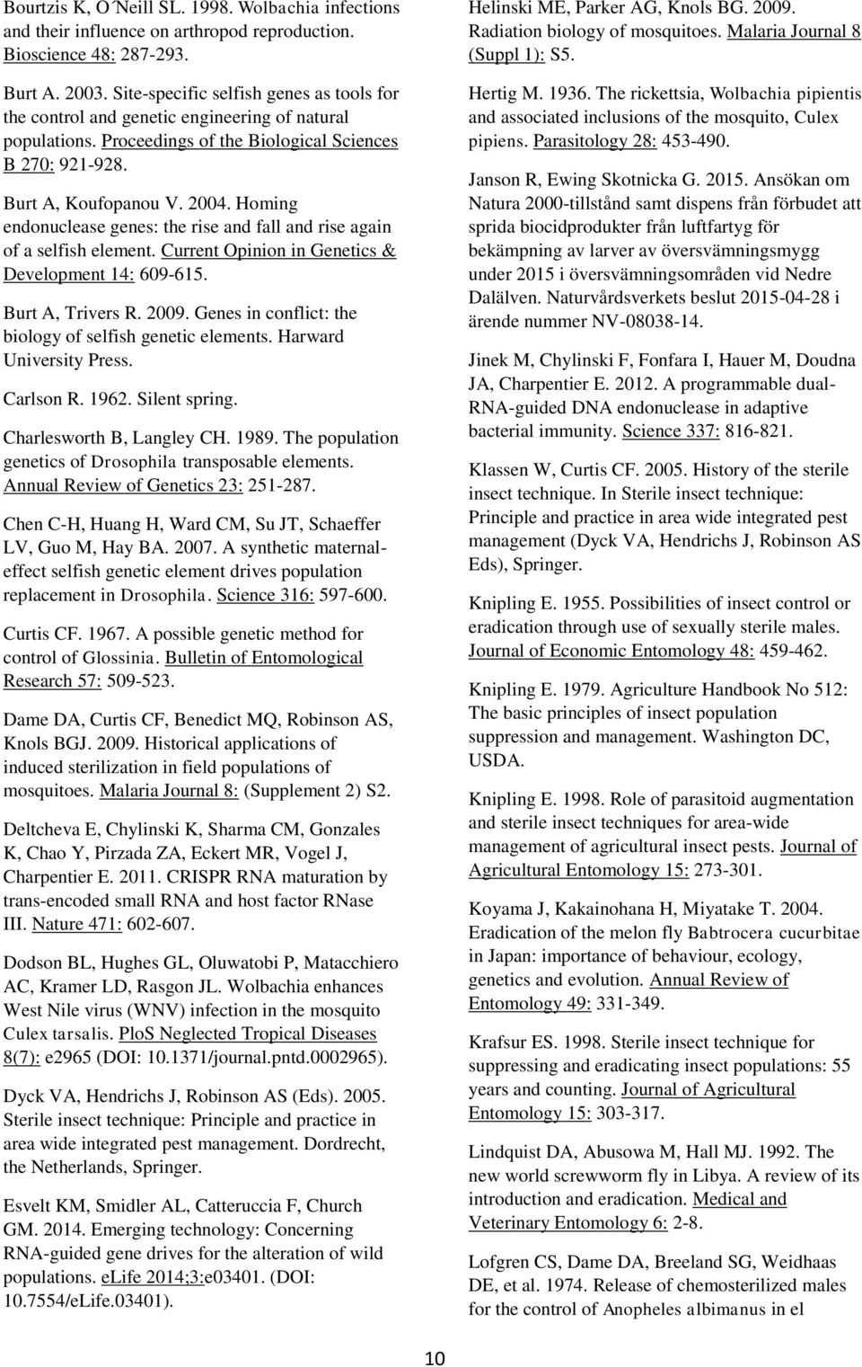 Homing endonuclease genes: the rise and fall and rise again of a selfish element. Current Opinion in Genetics & Development 14: 609-615. Burt A, Trivers R. 2009.