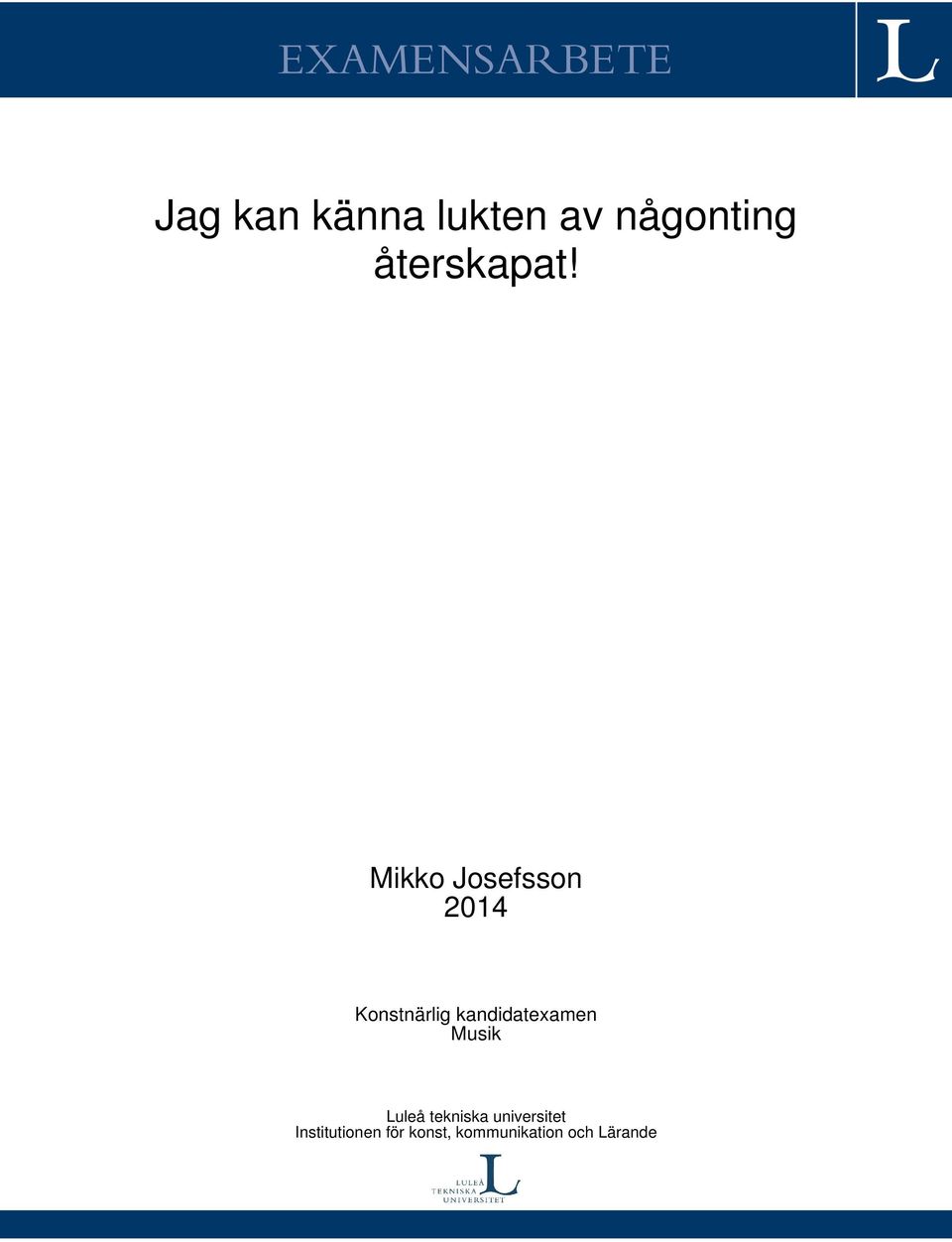 Mikko Josefsson 2014 Konstnärlig kandidatexamen