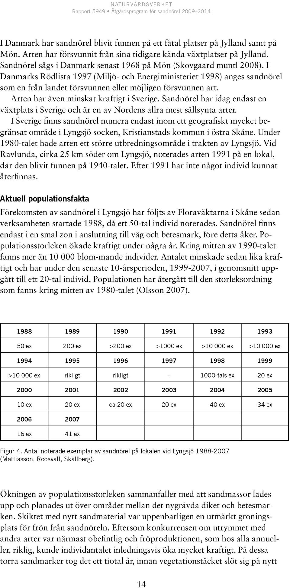 I Danmarks Rödlista 1997 (Miljö- och Energiministeriet 1998) anges sandnörel som en från landet försvunnen eller möjligen försvunnen art. Arten har även minskat kraftigt i Sverige.