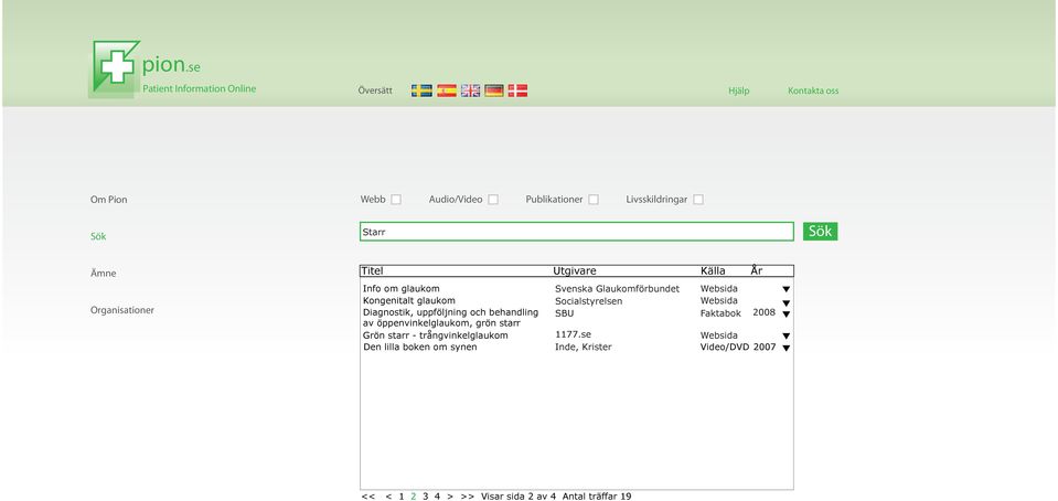 Svenska Glaukomförbundet Socialstyrelsen SBU 1177.