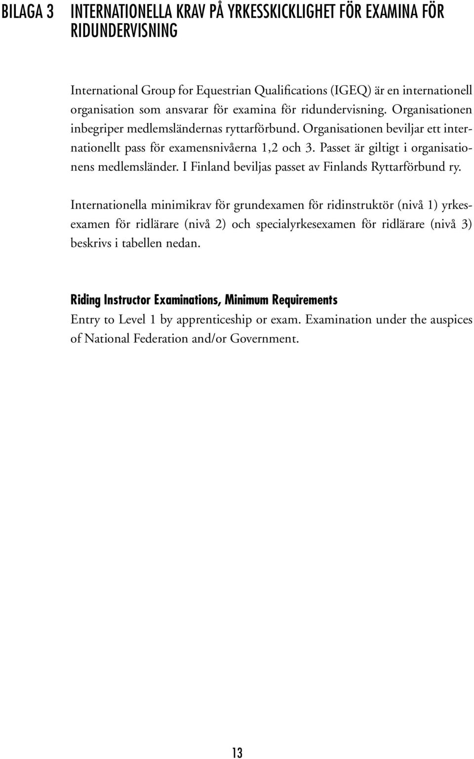 Passet är giltigt i organisationens medlemsländer. I Finland beviljas passet av Finlands Ryttarförbund ry.