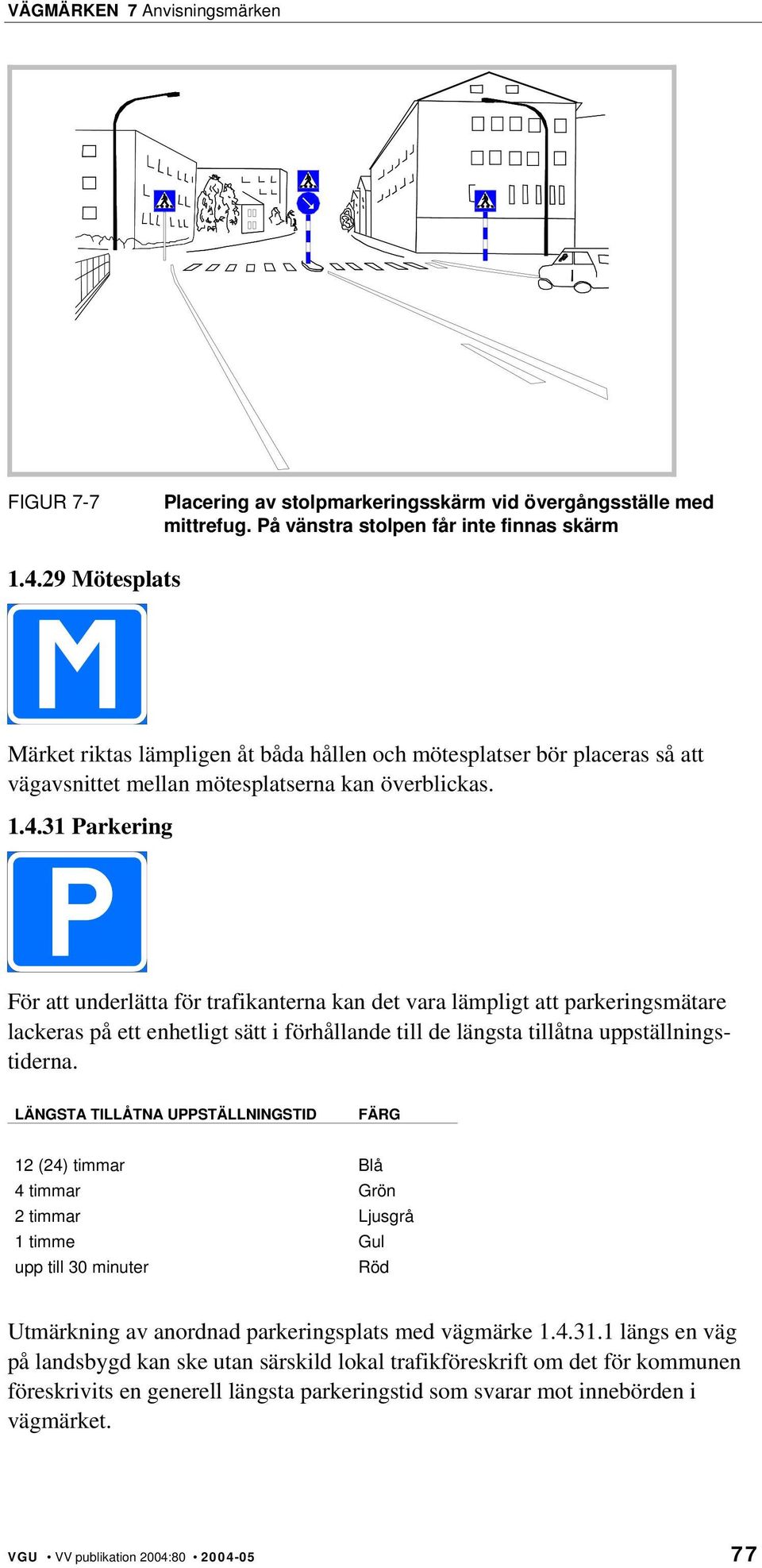 31 Parkering För att underlätta för trafikanterna kan det vara lämpligt att parkeringsmätare lackeras på ett enhetligt sätt i förhållande till de längsta tillåtna uppställningstiderna.