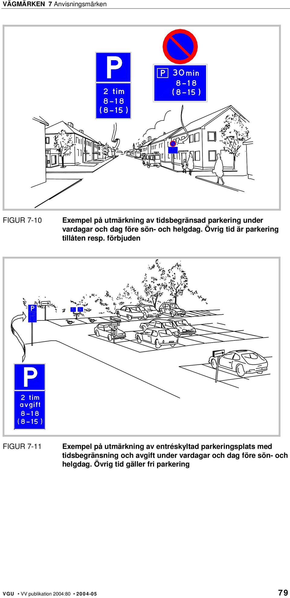 förbjuden FIGUR 7-11 Exempel på utmärkning av entréskyltad parkeringsplats med