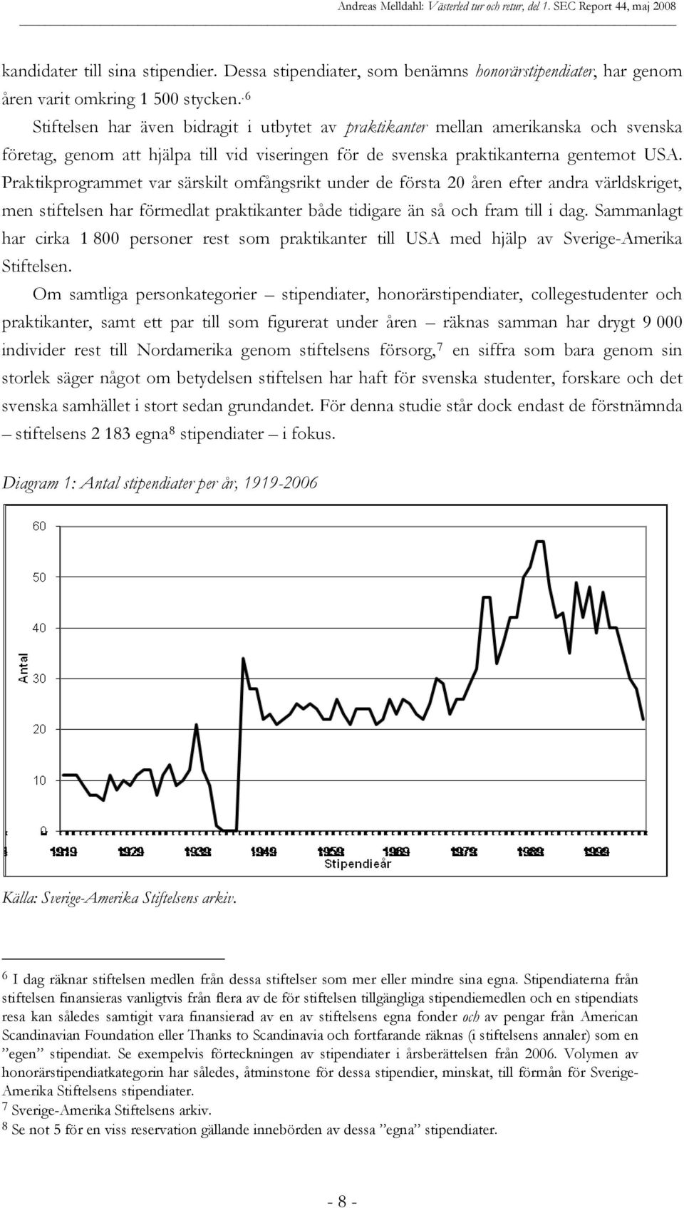 Praktikprogrammet var särskilt omfångsrikt under de första 20 åren efter andra världskriget, men stiftelsen har förmedlat praktikanter både tidigare än så och fram till i dag.