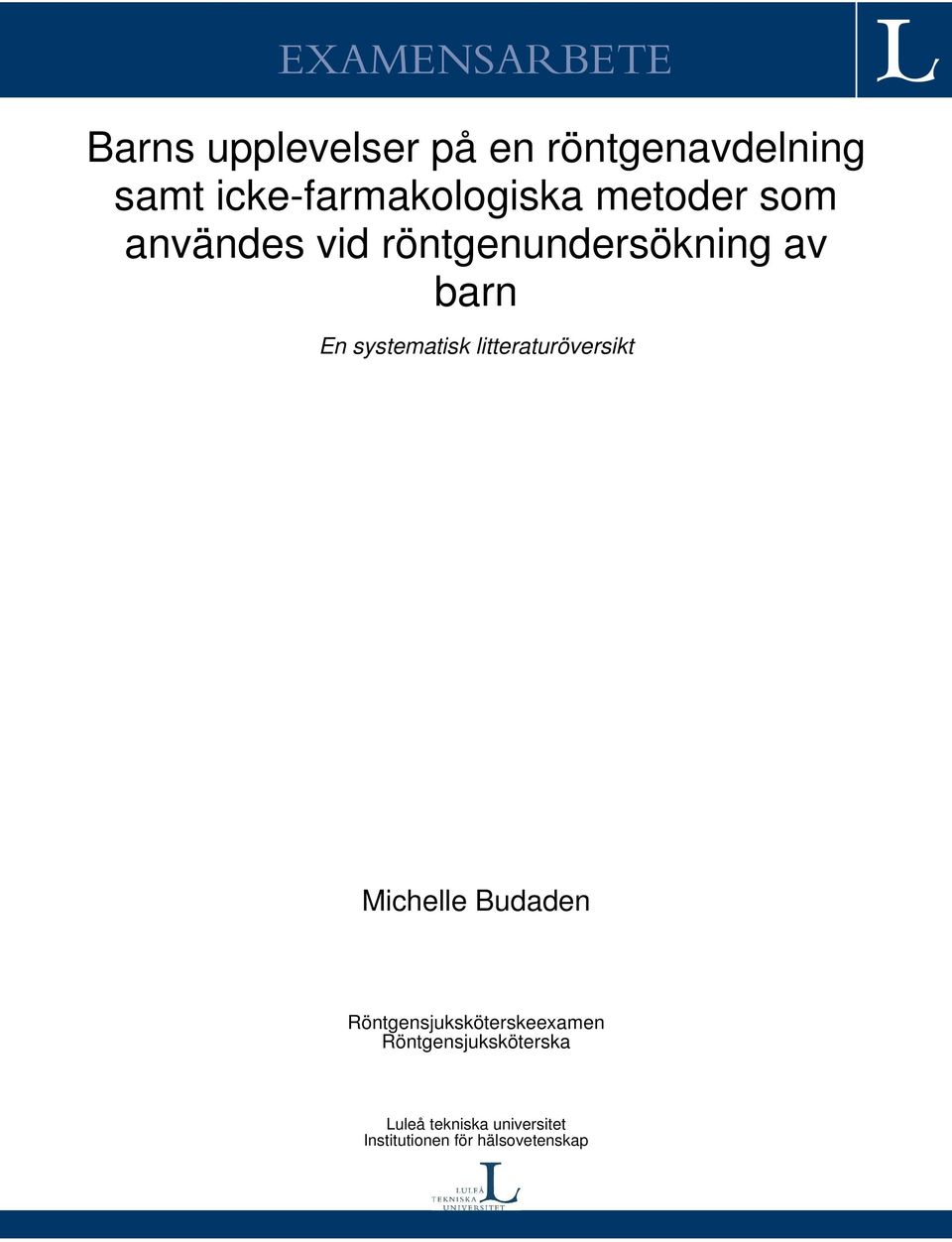 En systematisk litteraturöversikt Michelle Budaden