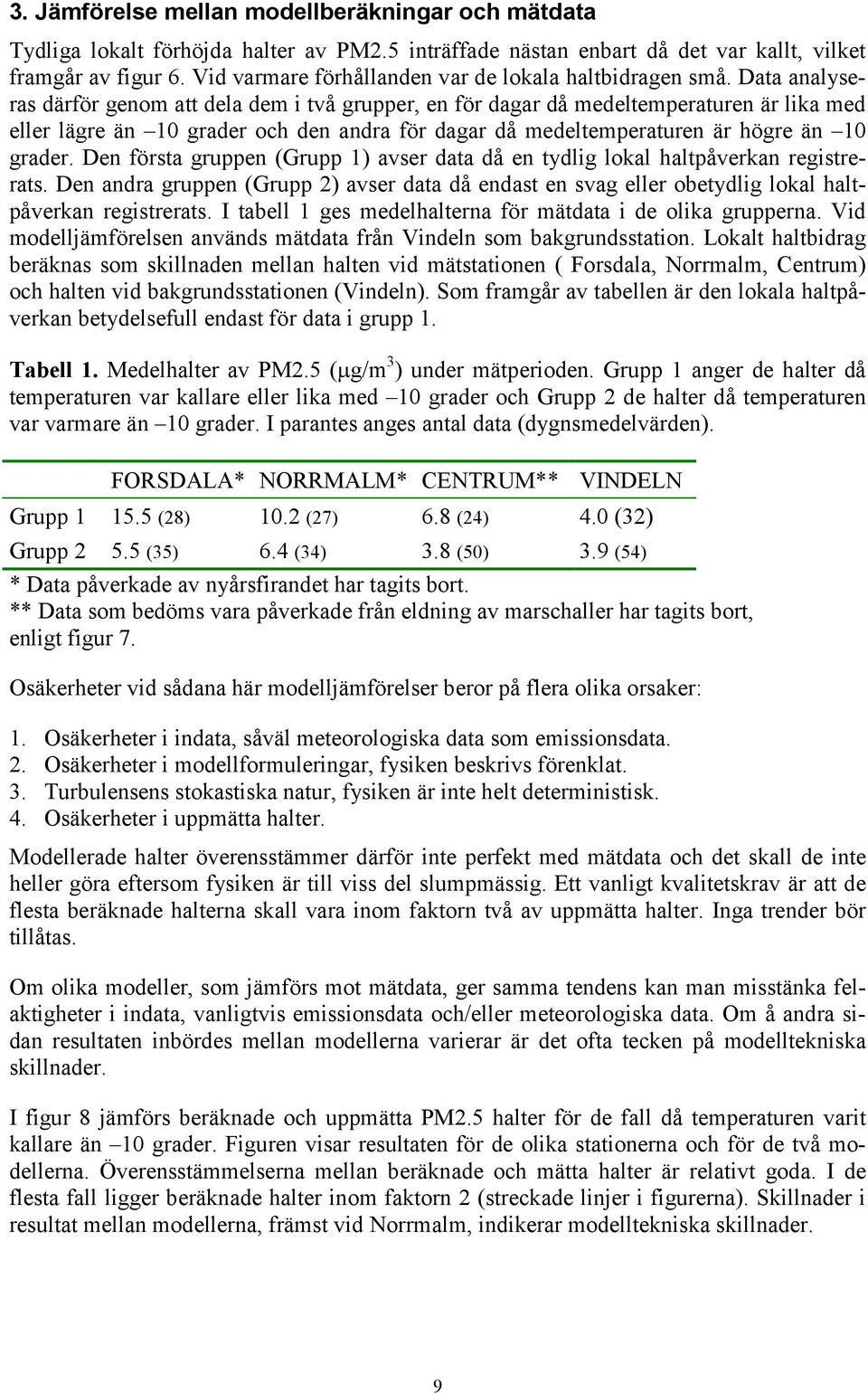 Data analyseras därför genom att dela dem i två grupper, en för dagar då medeltemperaturen är lika med eller lägre än 1 grader och den andra för dagar då medeltemperaturen är högre än 1 grader.