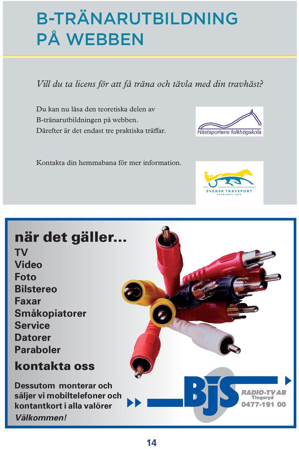 TV, video, foto, bilstereo, faxar, service, Därefter är det endast tre praktiska träffar.