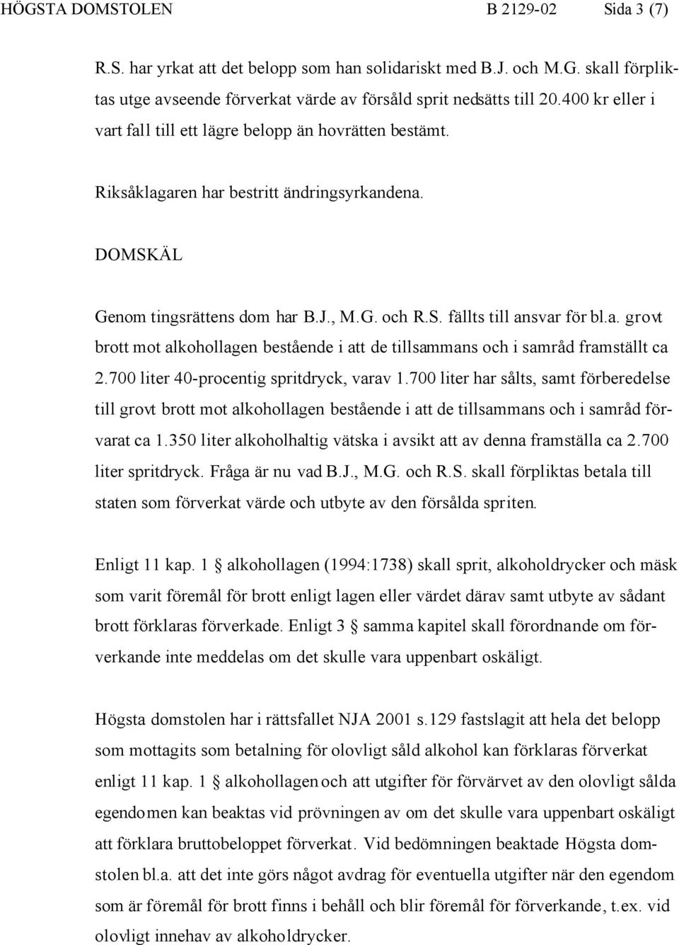 700 liter 40-procentig spritdryck, varav 1.700 liter har sålts, samt förberedelse till grovt brott mot alkohollagen bestående i att de tillsammans och i samråd förvarat ca 1.