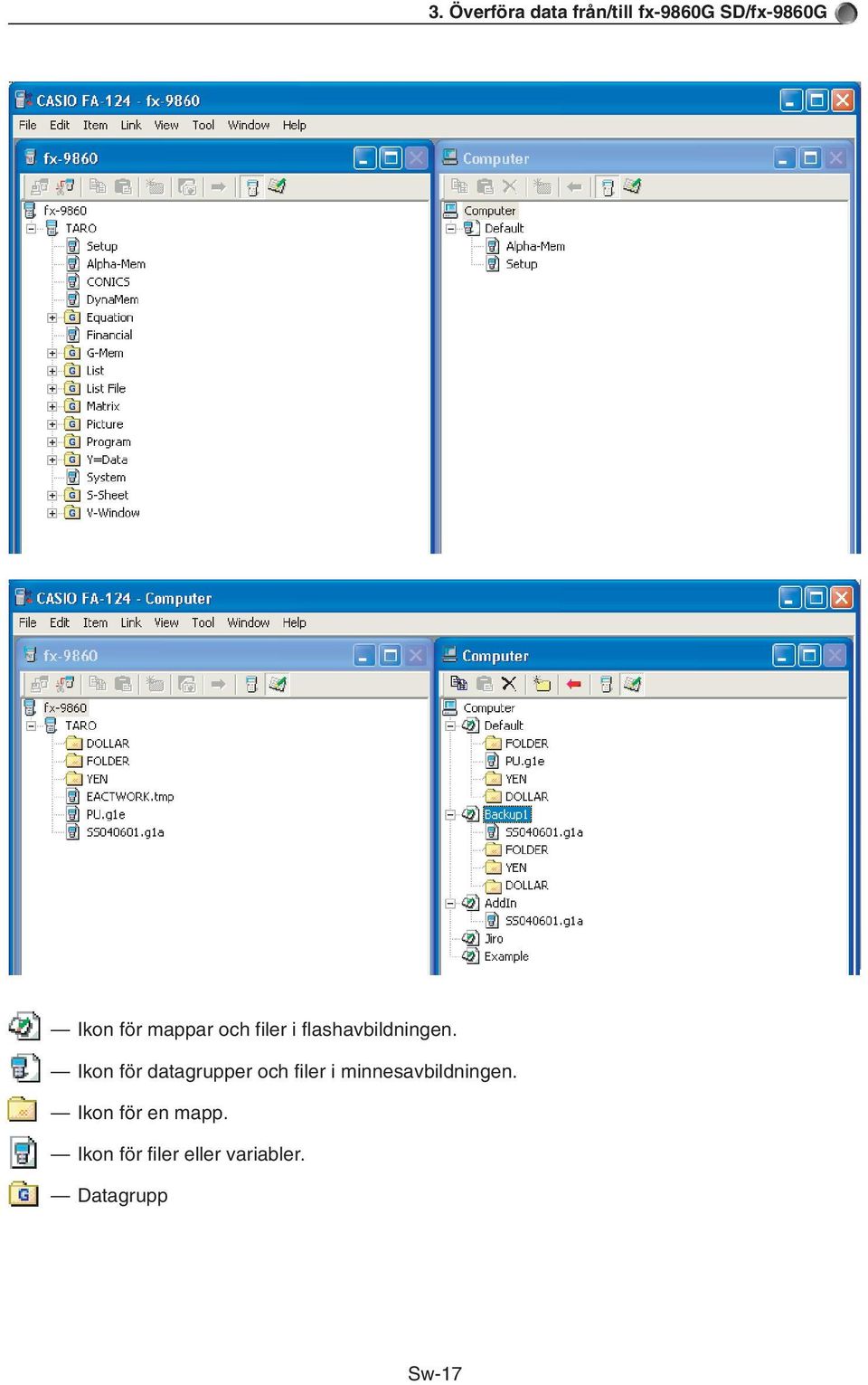 Ikon för datagrupper och filer i minnesavbildningen.