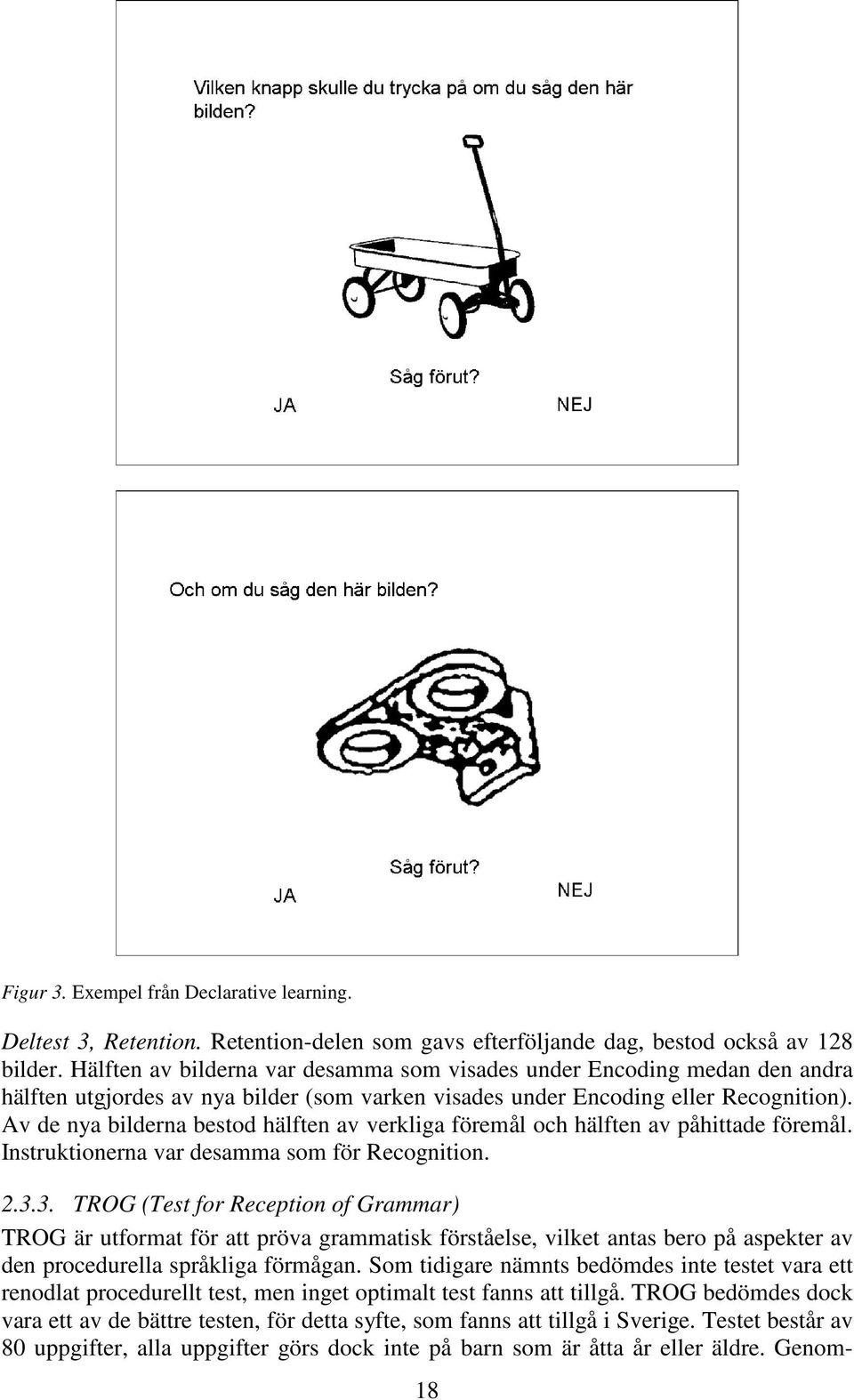 Av de nya bilderna bestod hälften av verkliga föremål och hälften av påhittade föremål. Instruktionerna var desamma som för Recognition. 2.3.