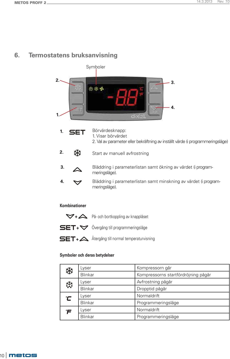 Bläddring i parameterlistan samt minskning av värdet (i programmeringsläge).