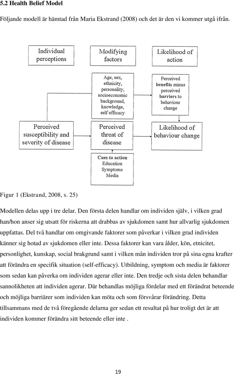 Del två handlar om omgivande faktorer som påverkar i vilken grad individen känner sig hotad av sjukdomen eller inte.