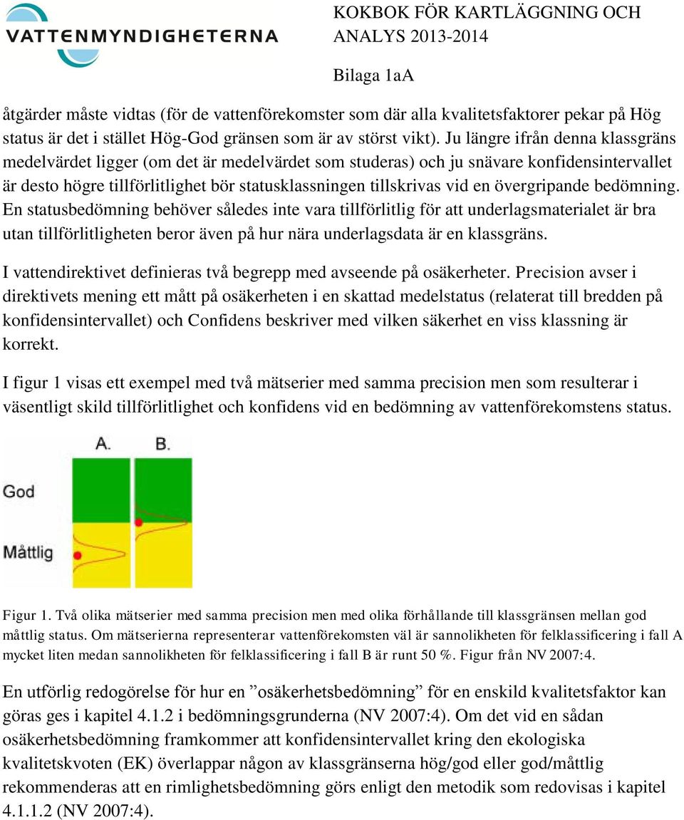 övergripande bedömning. En statusbedömning behöver således inte vara tillförlitlig för att underlagsmaterialet är bra utan tillförlitligheten beror även på hur nära underlagsdata är en klassgräns.