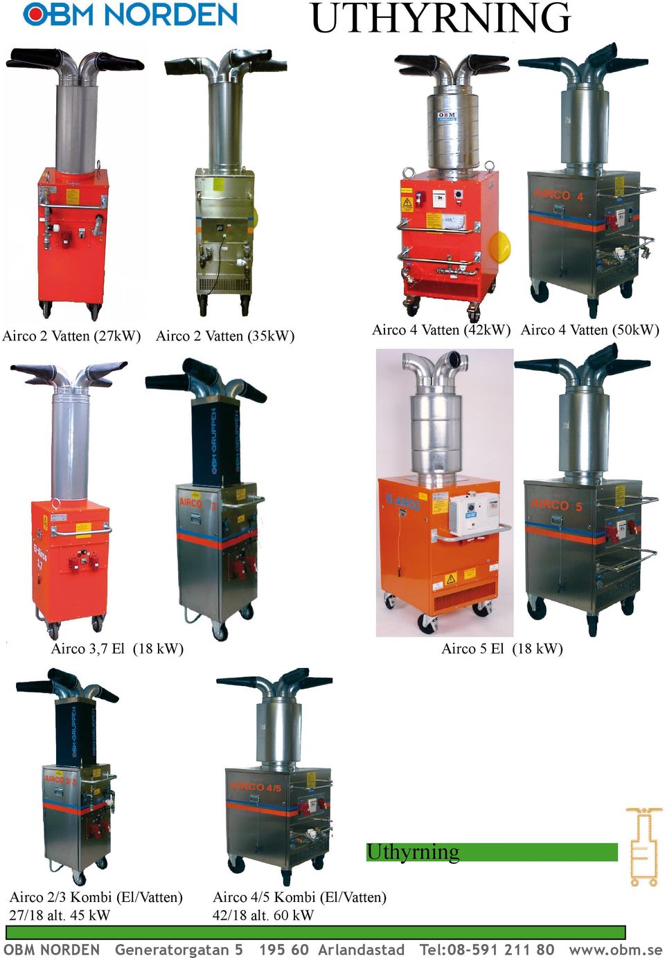 (18 kw) Airco 5 El (18 kw) Airco 2/3 Kombi (El/Vatten)