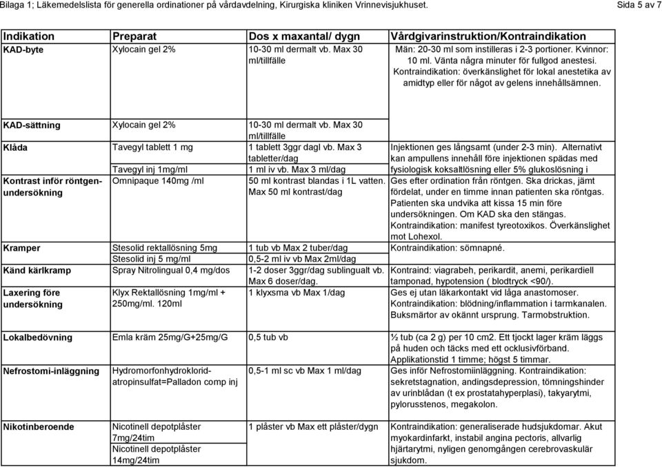 Kontraindikation: överkänslighet för lokal anestetika av amidtyp eller för något av gelens innehållsämnen. KAD-sättning Xylocain gel 2% 10-30 ml dermalt vb.