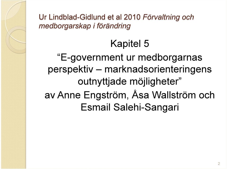 medborgarnas perspektiv marknadsorienteringens
