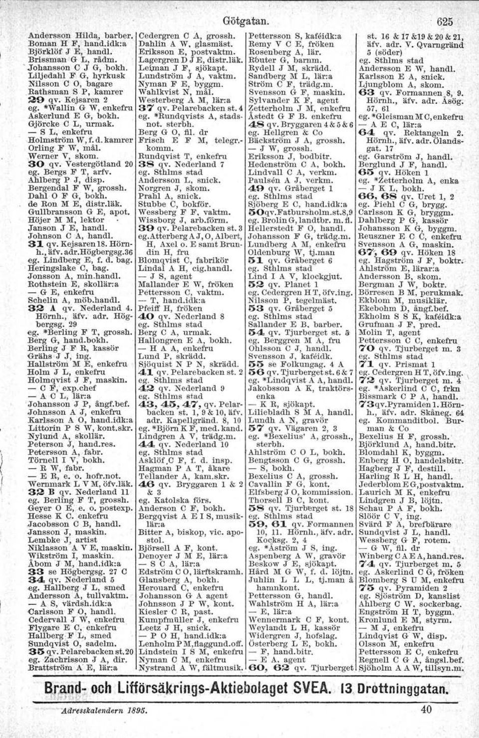 Sandberg 111L, lär:a Nilsson C 0, bagare Nyman F E byggm Ström C F, trädg.m..rathsman 'S P, kamrer Wahlkvist N, mäl.. Svensson G F, maskin.