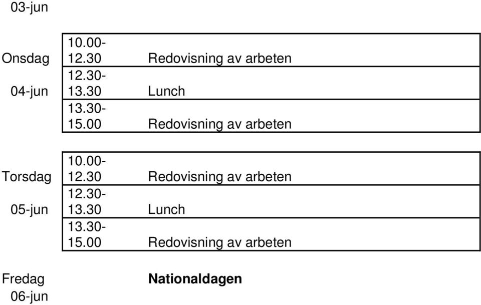 00 Redovisning av arbeten 10.00-12.