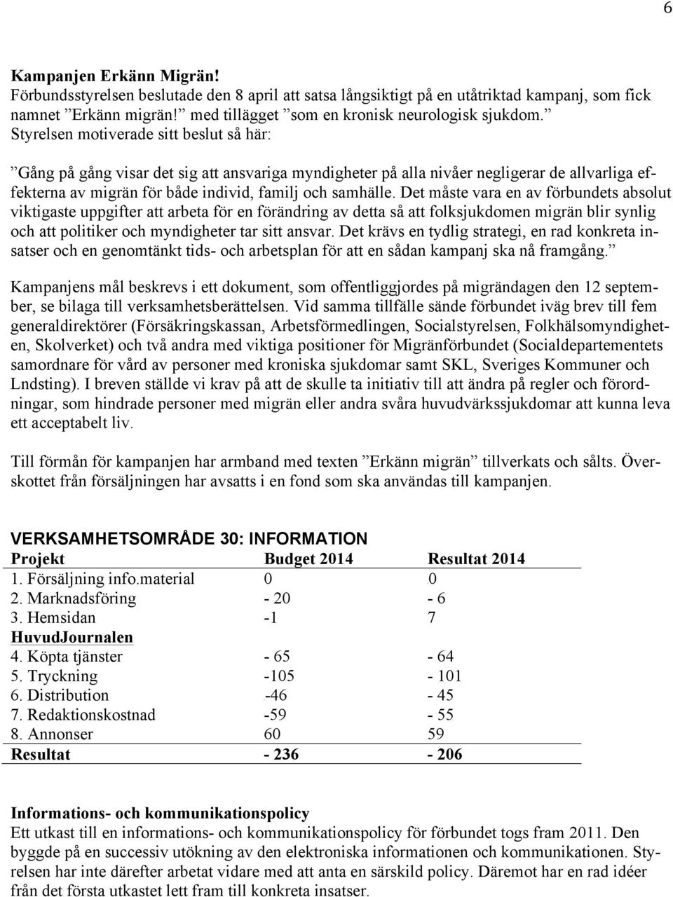 Det måste vara en av förbundets absolut viktigaste uppgifter att arbeta för en förändring av detta så att folksjukdomen migrän blir synlig och att politiker och myndigheter tar sitt ansvar.