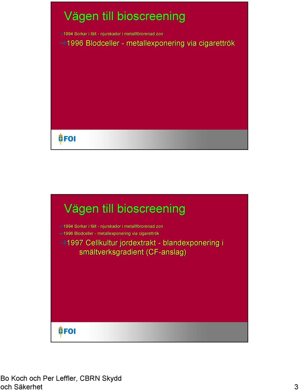 - blandexponering i smältverksgradient (CF-anslag) och