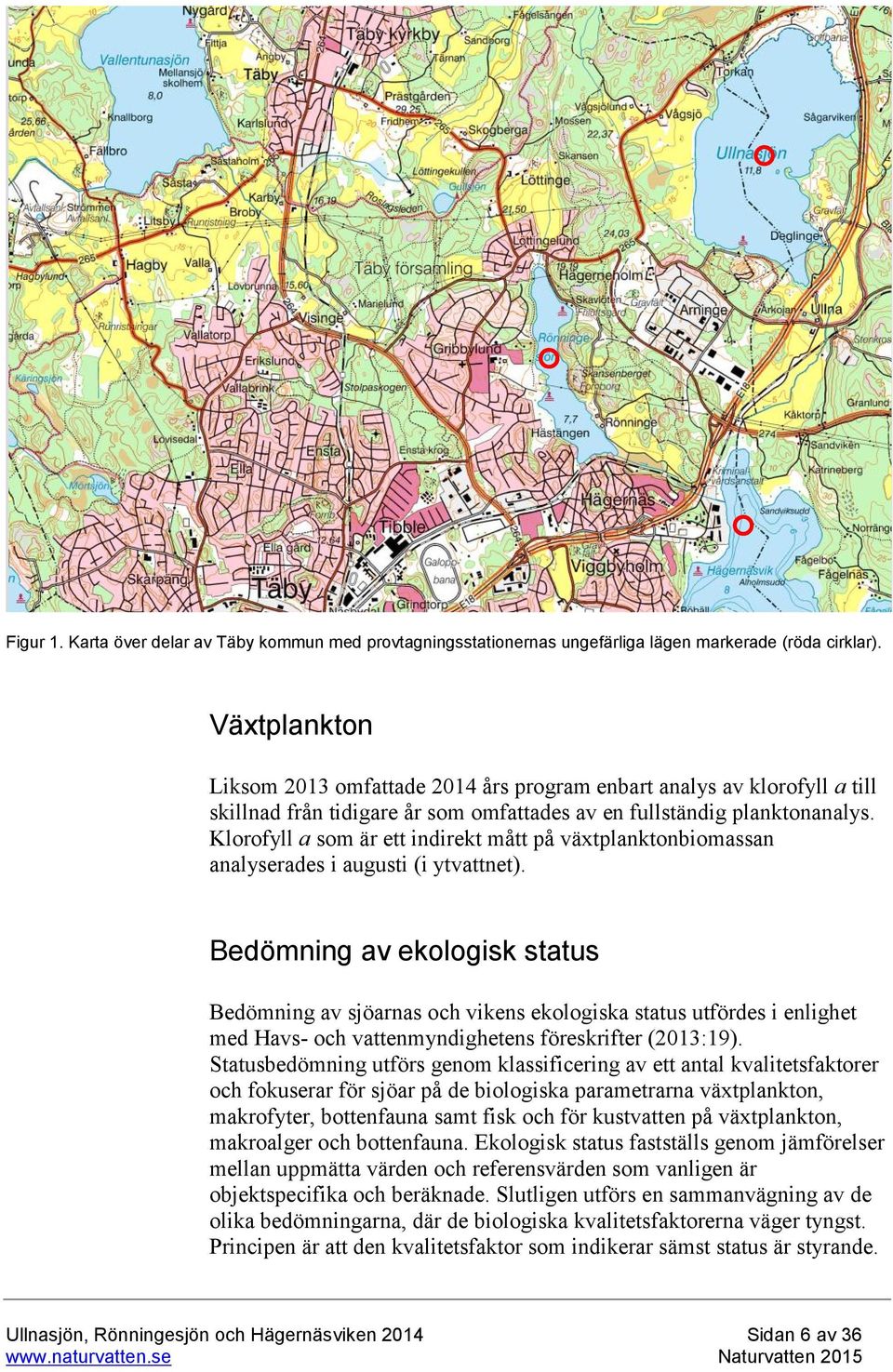 Klorofyll a som är ett indirekt mått på växtplanktonbiomassan analyserades i augusti (i ytvattnet).