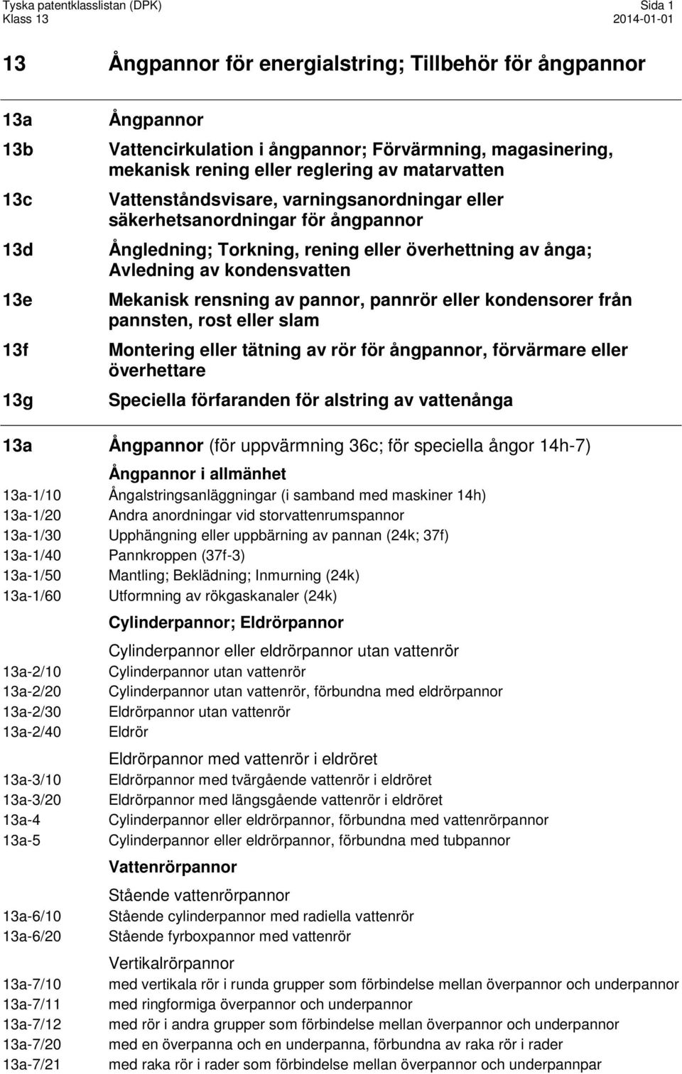 kondensvatten Mekanisk rensning av pannor, pannrör eller kondensorer från pannsten, rost eller slam Montering eller tätning av rör för ångpannor, förvärmare eller överhettare Speciella förfaranden