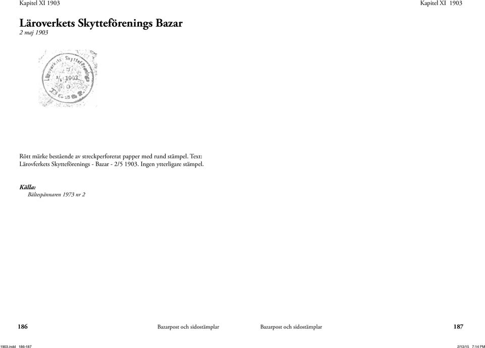 Text: Lärovferkets Skytteförenings - Bazar - 2/5 1903.