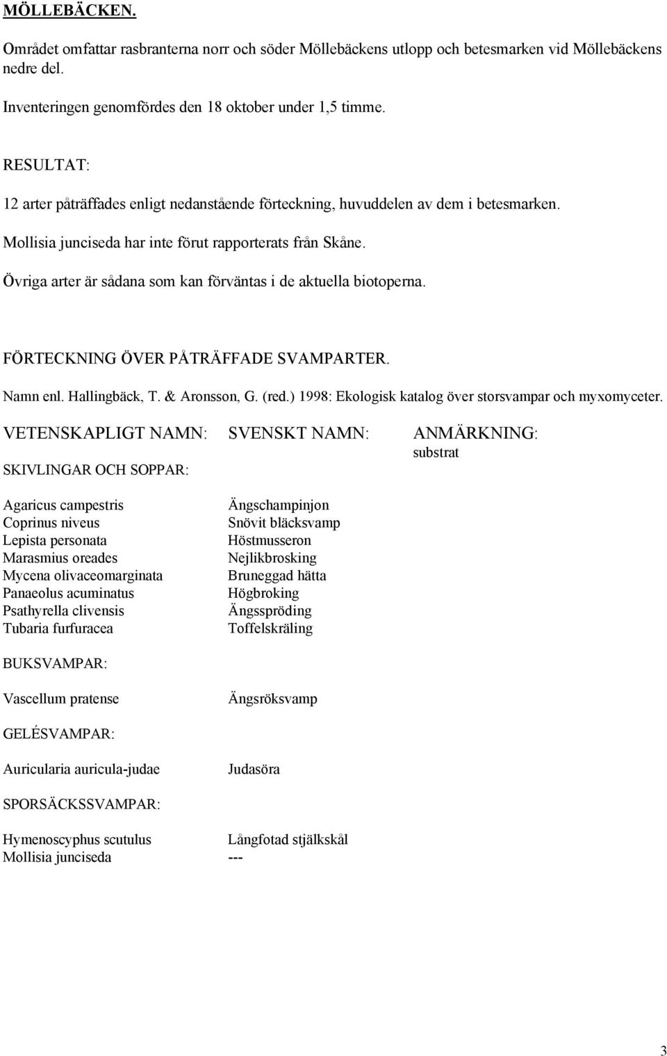 Övriga arter är sådana som kan förväntas i de aktuella biotoperna.