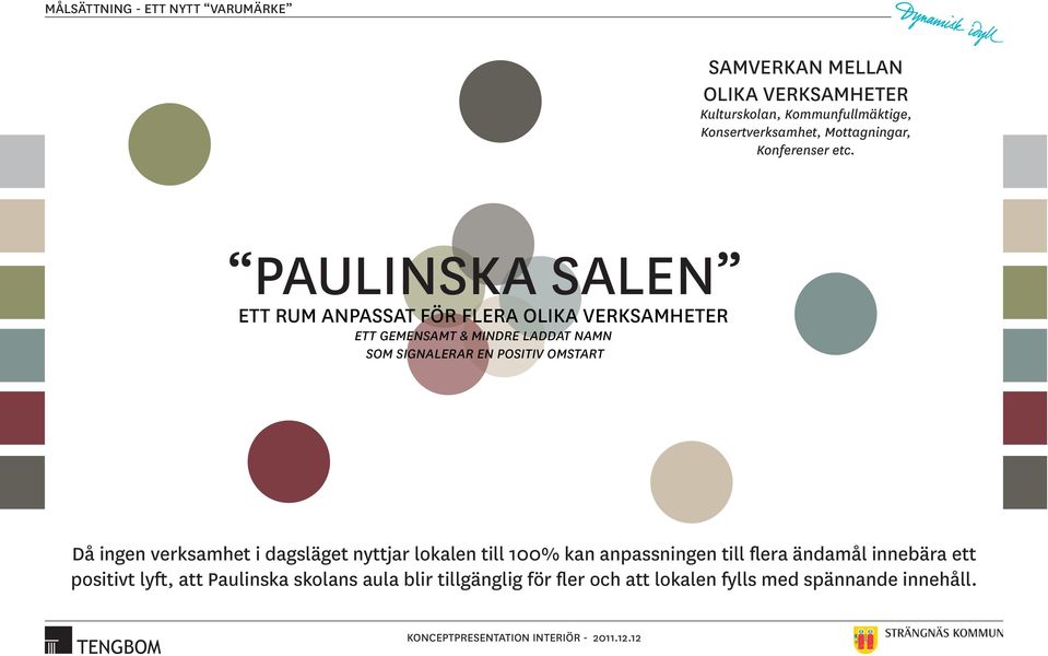 PAULINSKA SALEN ETT RUM ANPASSAT FÖR FLERA OLIKA VERKSAMHETER ETT GEMENSAMT & MINDRE LADDAT NAMN SOM SIGNALERAR EN POSITIV