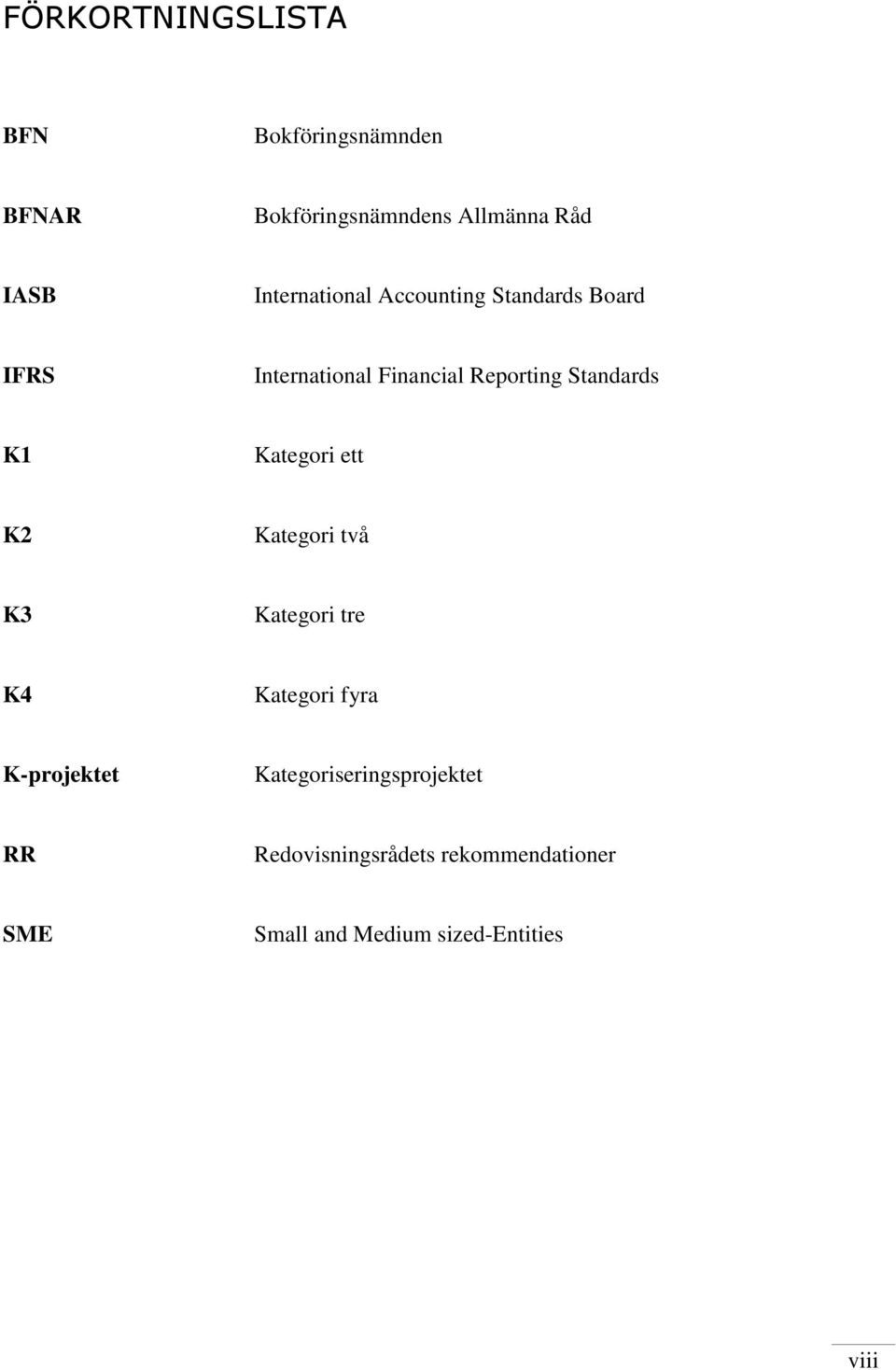 Standards K1 Kategori ett K2 Kategori två K3 Kategori tre K4 Kategori fyra K-projektet