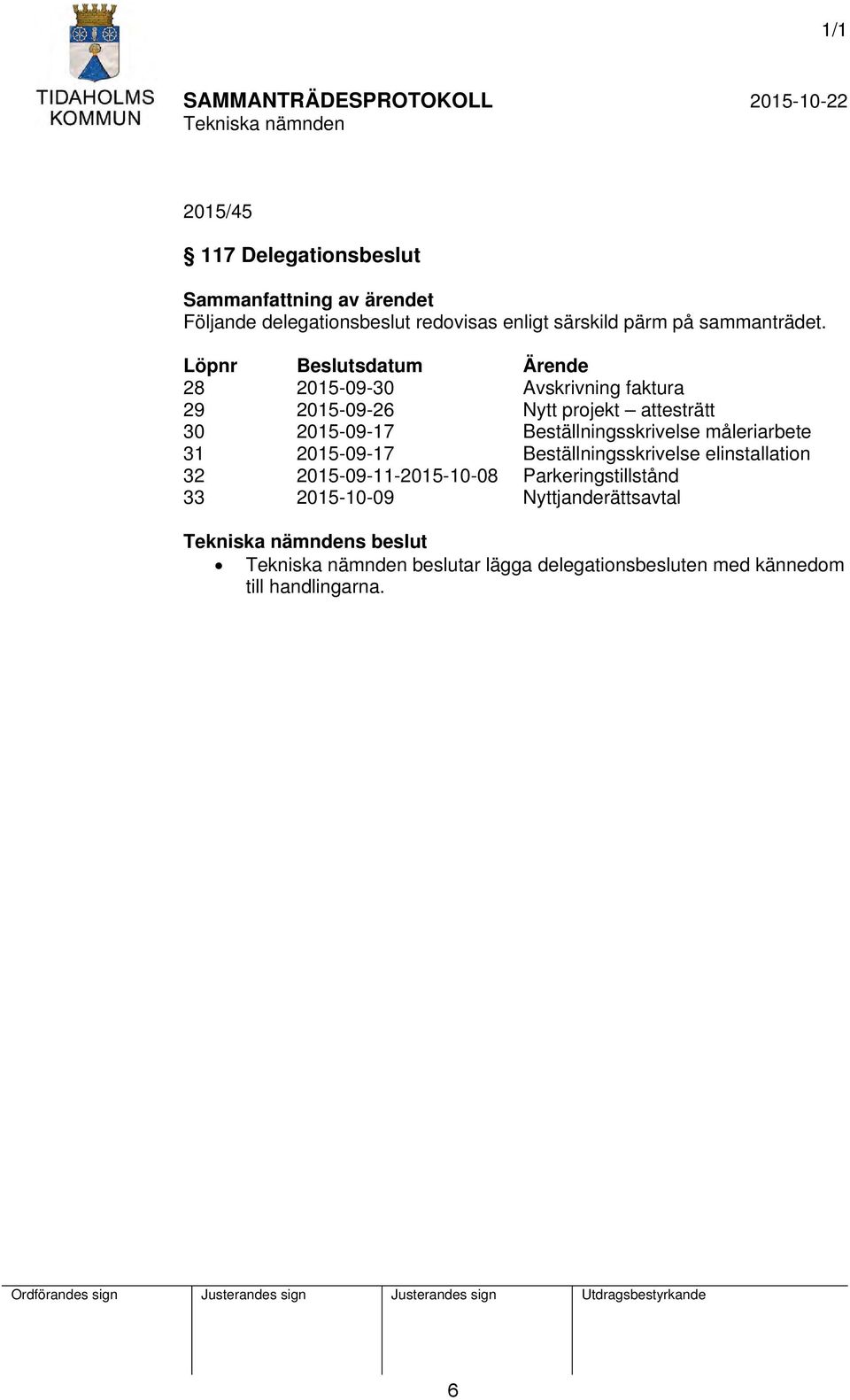 Beställningsskrivelse måleriarbete 31 2015-09-17 Beställningsskrivelse elinstallation 32 2015-09-11-2015-10-08