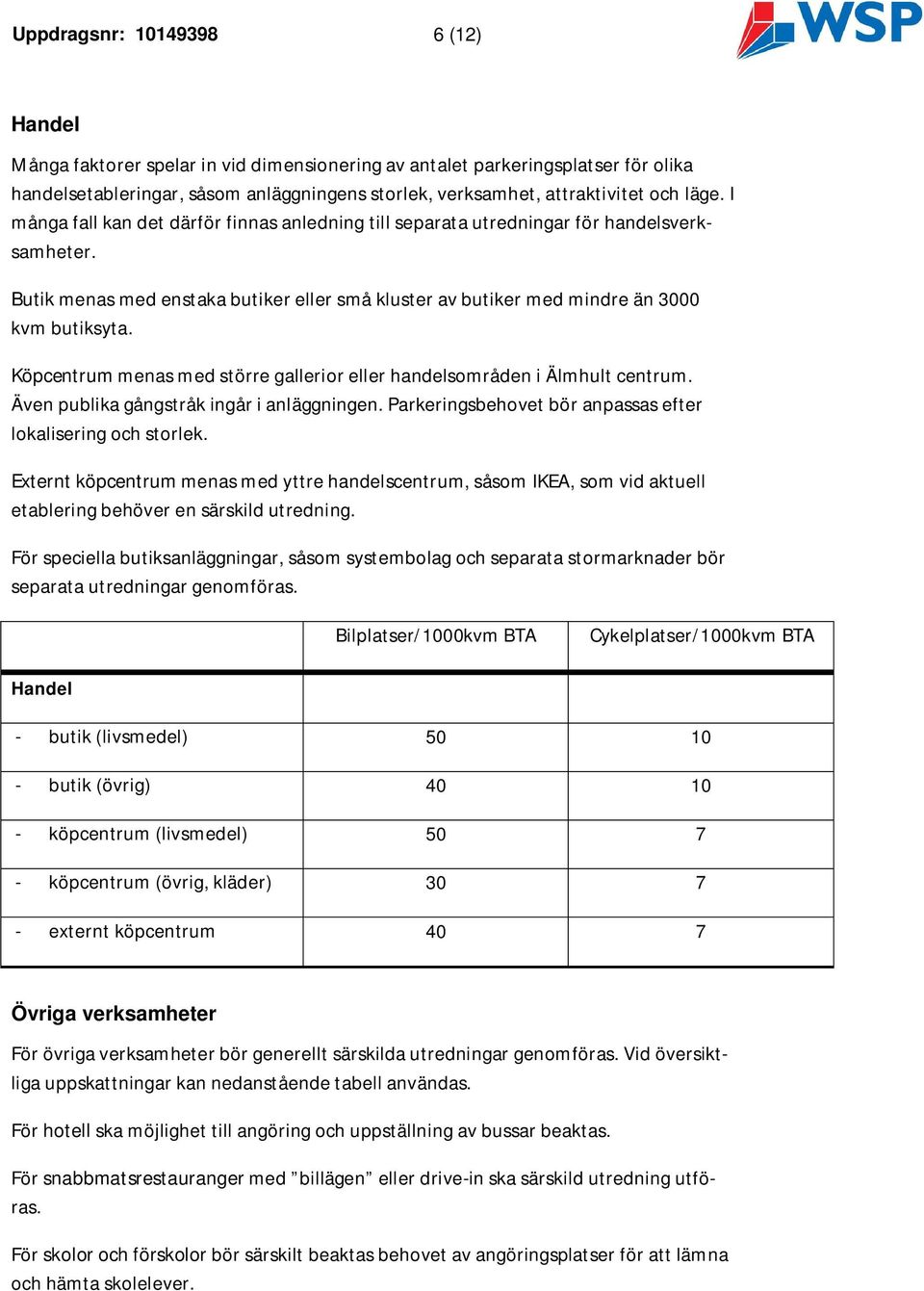 Köpcentrum menas med större gallerior eller handelsområden i Älmhult centrum. Även publika gångstråk ingår i anläggningen. Parkeringsbehovet bör anpassas efter lokalisering och storlek.