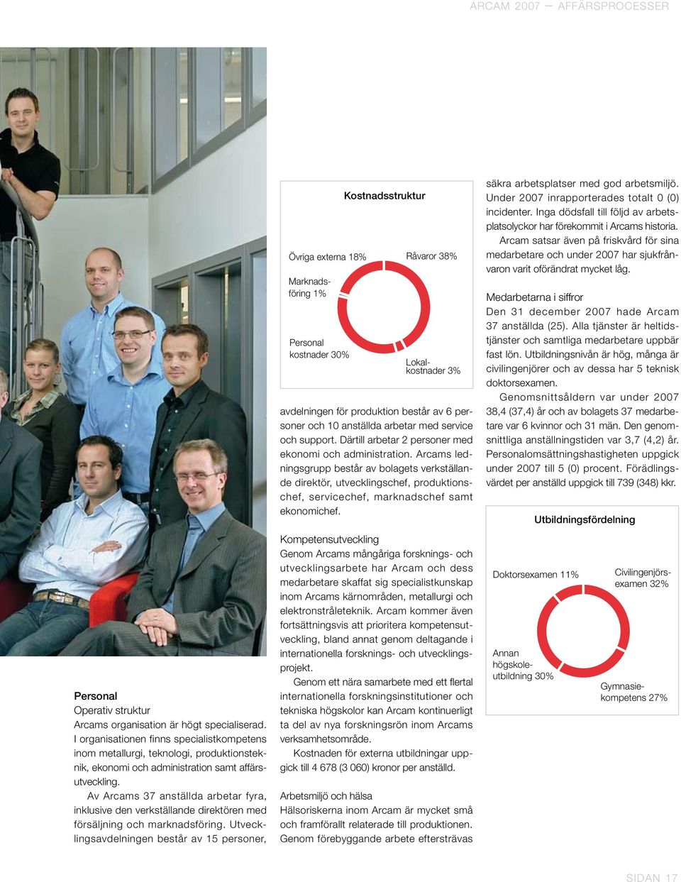 Av Arcams 37 anställda arbetar fyra, inklusive den verkställande direktören med försäljning och marknadsföring.