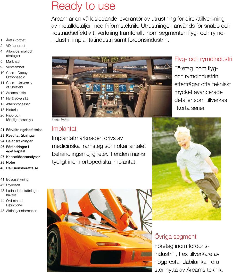 Revisions berättelse Arcam är en världsledande leverantör av utrustning för direkttillverkning av metalldetaljer med friformsteknik.