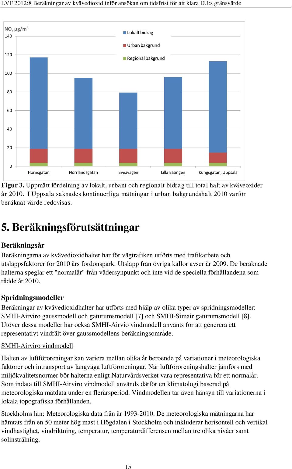 5. Beräkningsförutsättningar Beräkningsår Beräkningarna av kvävedioxidhalter har för vägtrafiken utförts med trafikarbete och utsläppsfaktorer för 2010 års fordonspark.