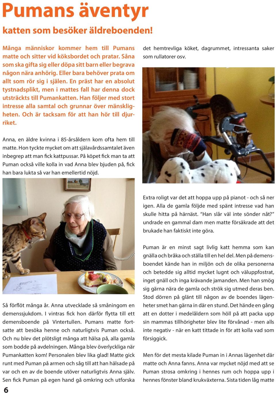 En präst har en absolut tystnadsplikt, men i mattes fall har denna dock utsträckts till Pumankatten. Han följer med stort intresse alla samtal och grunnar över mänskligheten.