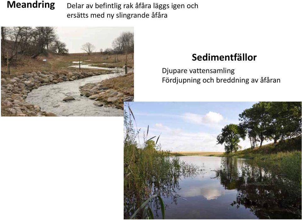 slingrande åfåra Sedimentfällor Djupare