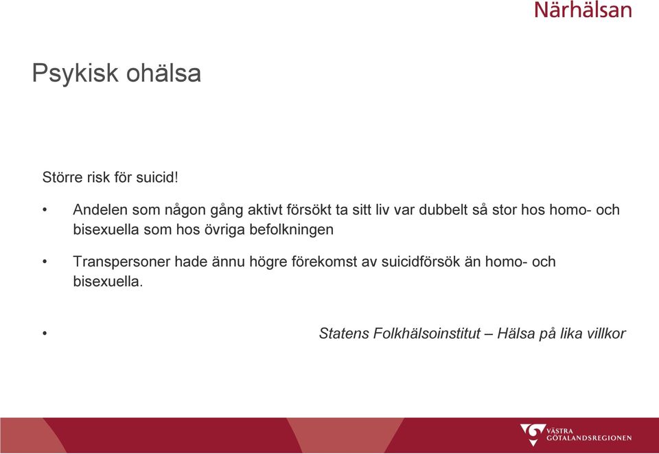 hos homo- och bisexuella som hos övriga befolkningen Transpersoner hade