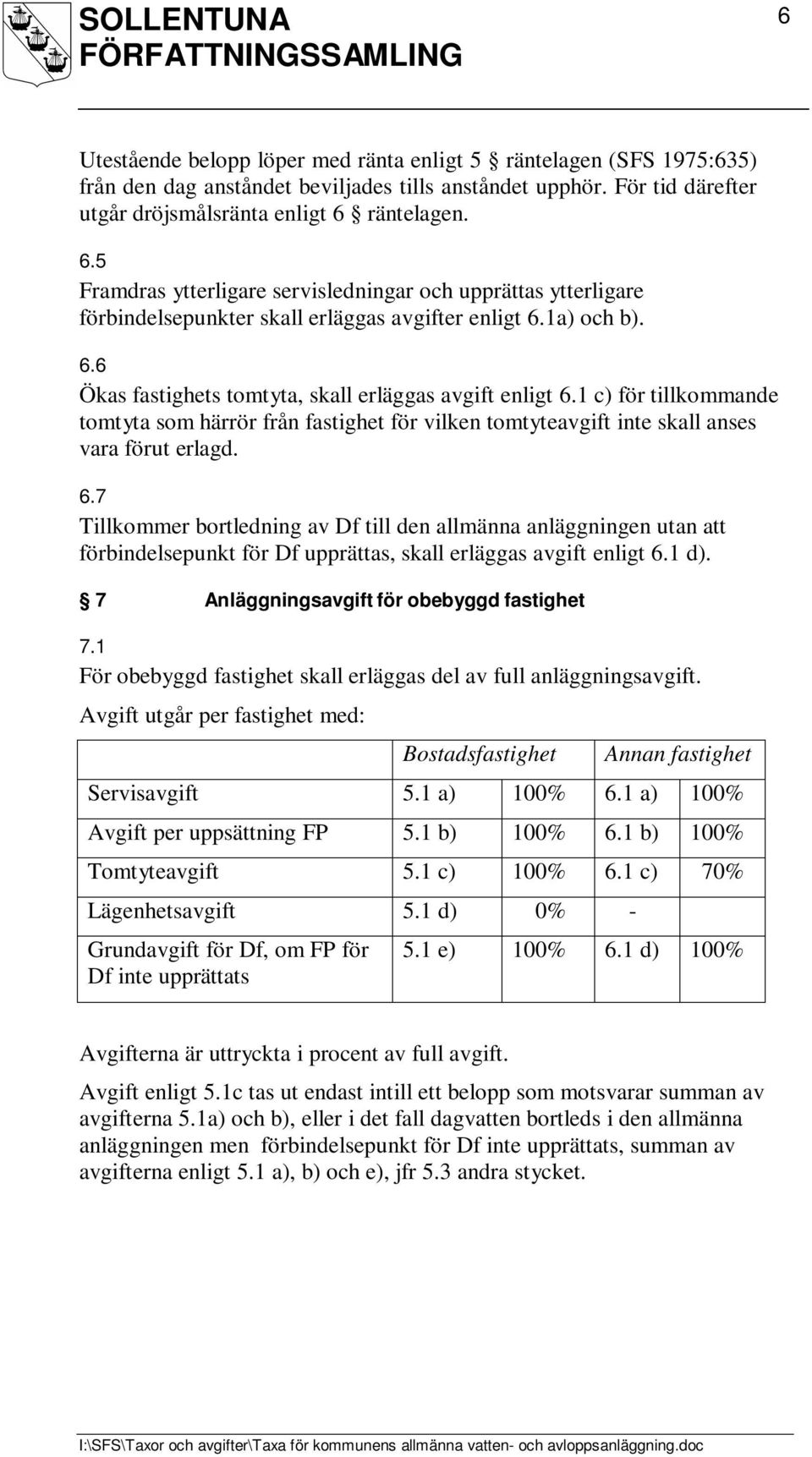 1 c) för tillkommande tomtyta som härrör från fastighet för vilken tomtyteavgift inte skall anses vara förut erlagd. 6.