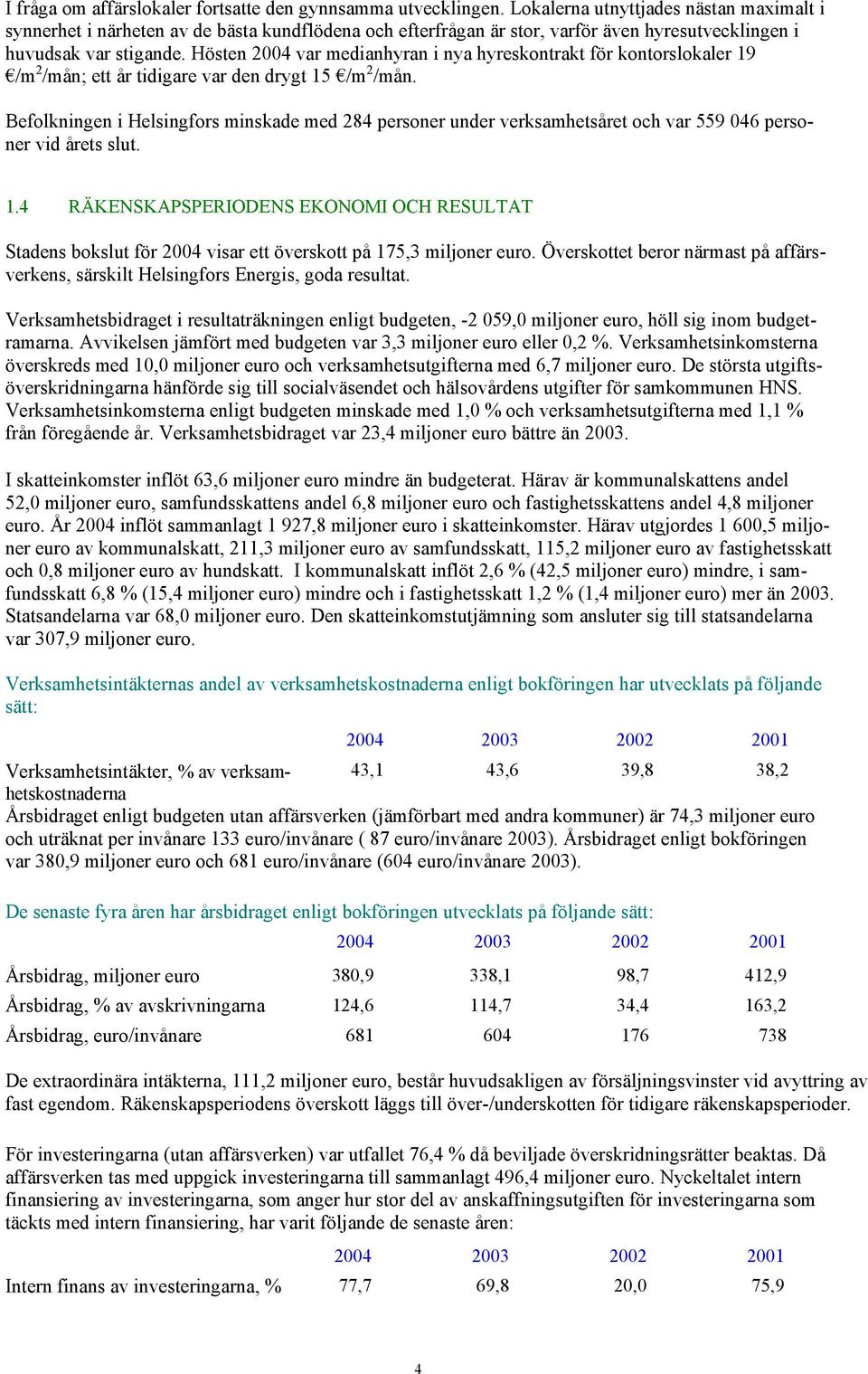 Hösten 2004 var medianhyran i nya hyreskontrakt för kontorslokaler 19 /m 2 /mån; ett år tidigare var den drygt 15 /m 2 /mån.