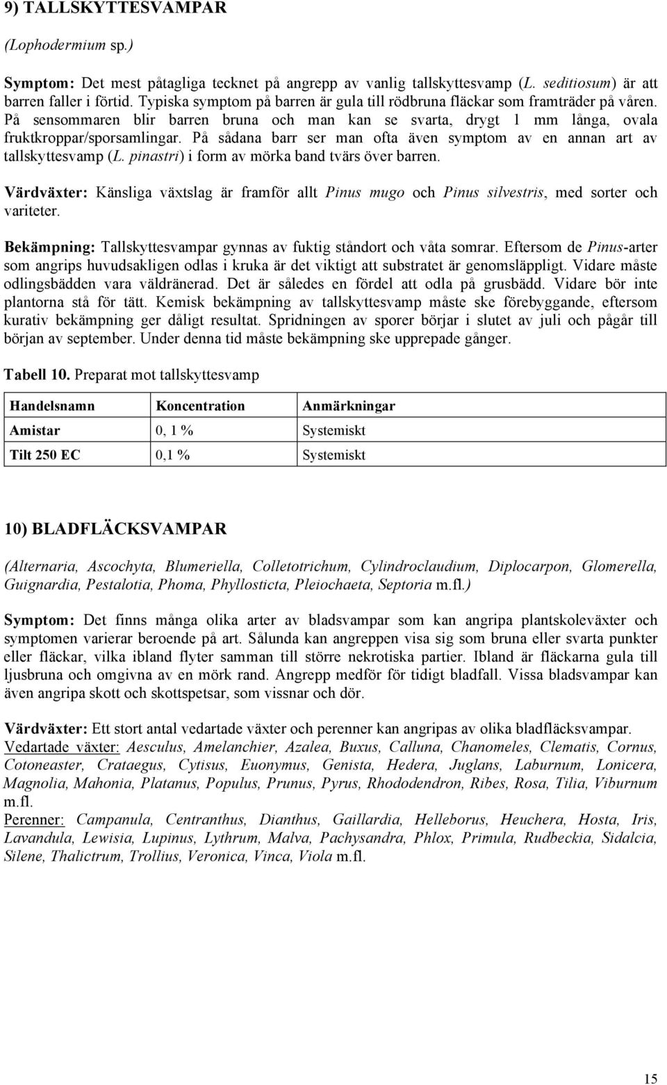 På sådana barr ser man ofta även symptom av en annan art av tallskyttesvamp (L. pinastri) i form av mörka band tvärs över barren.