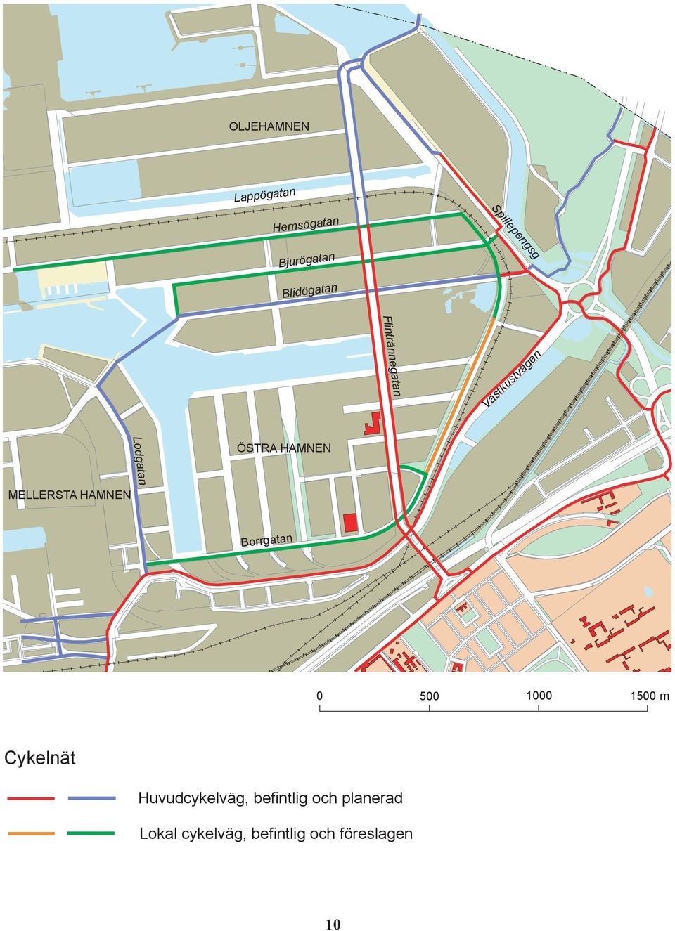 MELLERSTA HAMNEN Borrgatan 0 500 1000 1500 m Cykelnät