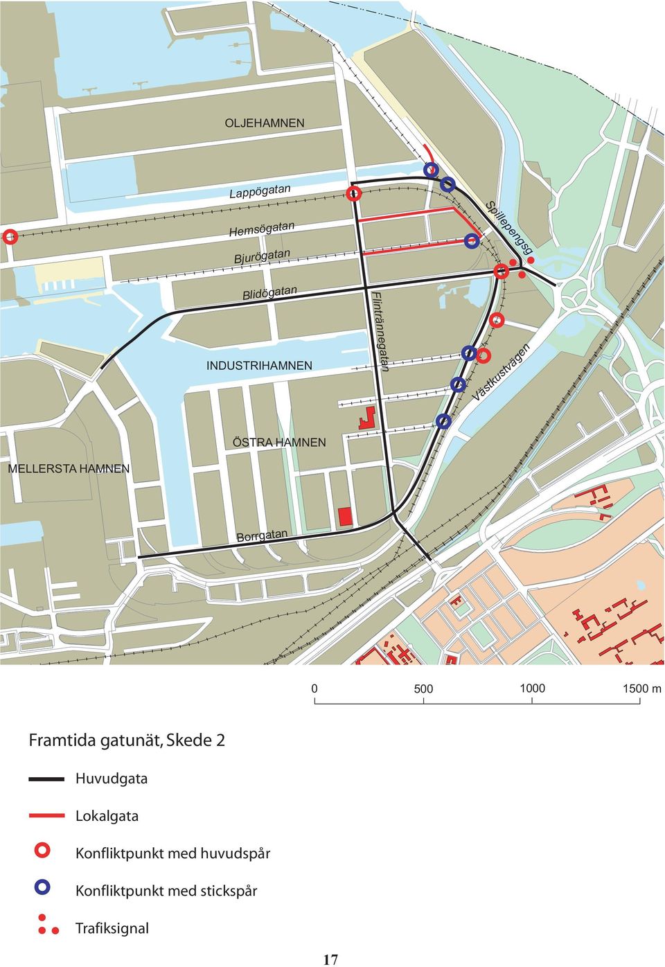 HAMNEN Borrgatan 0 500 1000 1500 m Framtida gatunät, Skede 2 Huvudgata