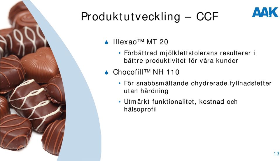våra kunder Chocofill NH 110 För snabbsmältande ohydrerade
