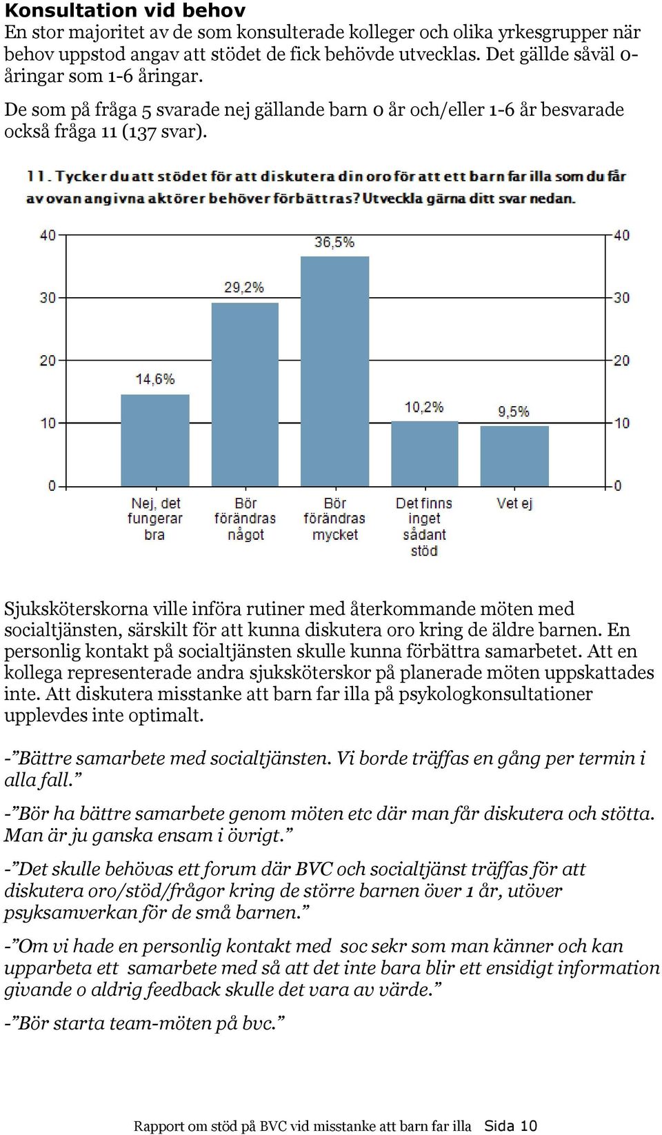 Sjuksköterskorna ville införa rutiner med återkommande möten med socialtjänsten, särskilt för att kunna diskutera oro kring de äldre barnen.