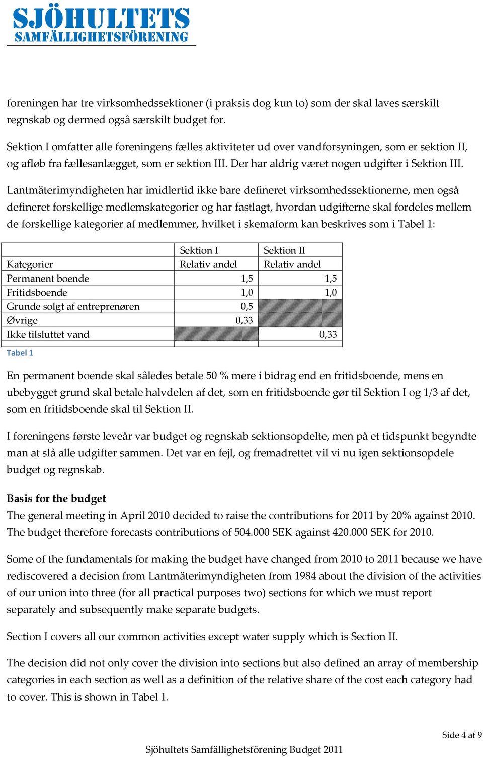 Lantmäterimyndigheten har imidlertid ikke bare defineret virksomhedssektionerne, men også defineret forskellige medlemskategorier og har fastlagt, hvordan udgifterne skal fordeles mellem de